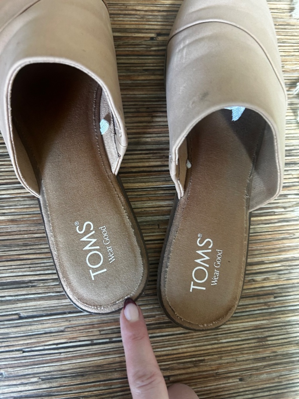 toms jutti mule leather slides blush nude pointed toe flats size 8 - Picture 5 of 6
